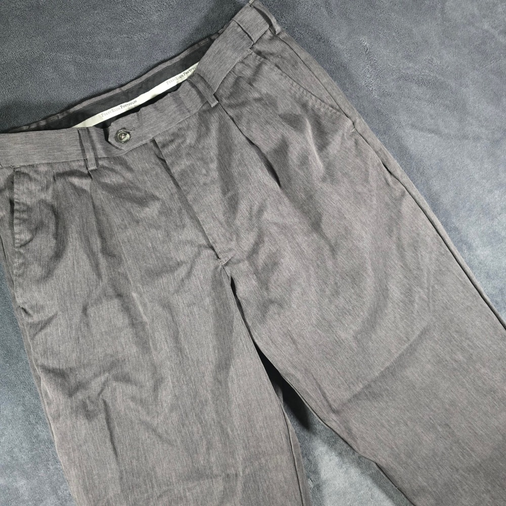 Perry‎ Ellis Portfolio Gray Dress Pants Pleated Front Mens Size 33x32